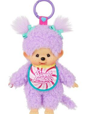NEW Monchhichi Sweet Lollipop Purple Plush Mascot Keychain